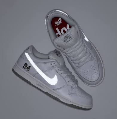 Nike SB Dunk Low Supreme 94 White Metallic Silver
