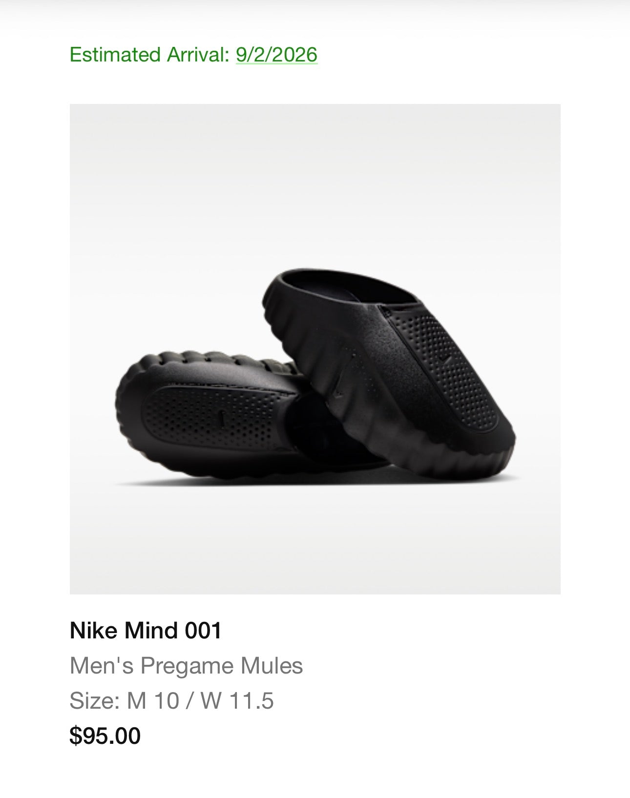 Size 10 Mens Nike Mind Slide 001 Triple Black Presale