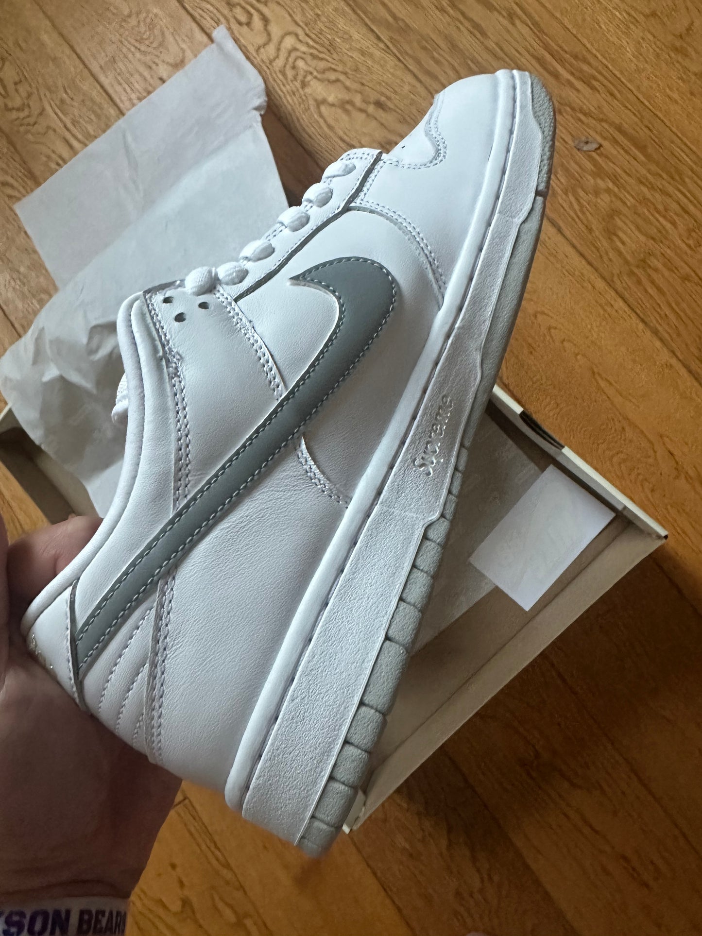 Nike SB Dunk Low Supreme 94 White Metallic Silver