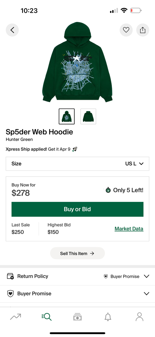 Sp5der Web Hoodie Hunter Green