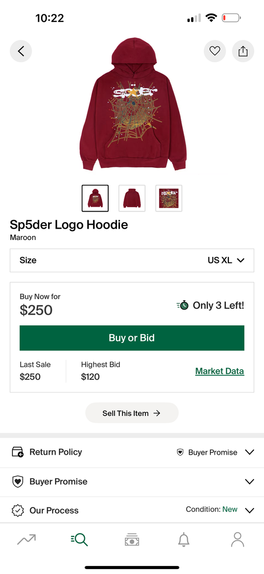 Sp5der Logo Hoodie Maroon